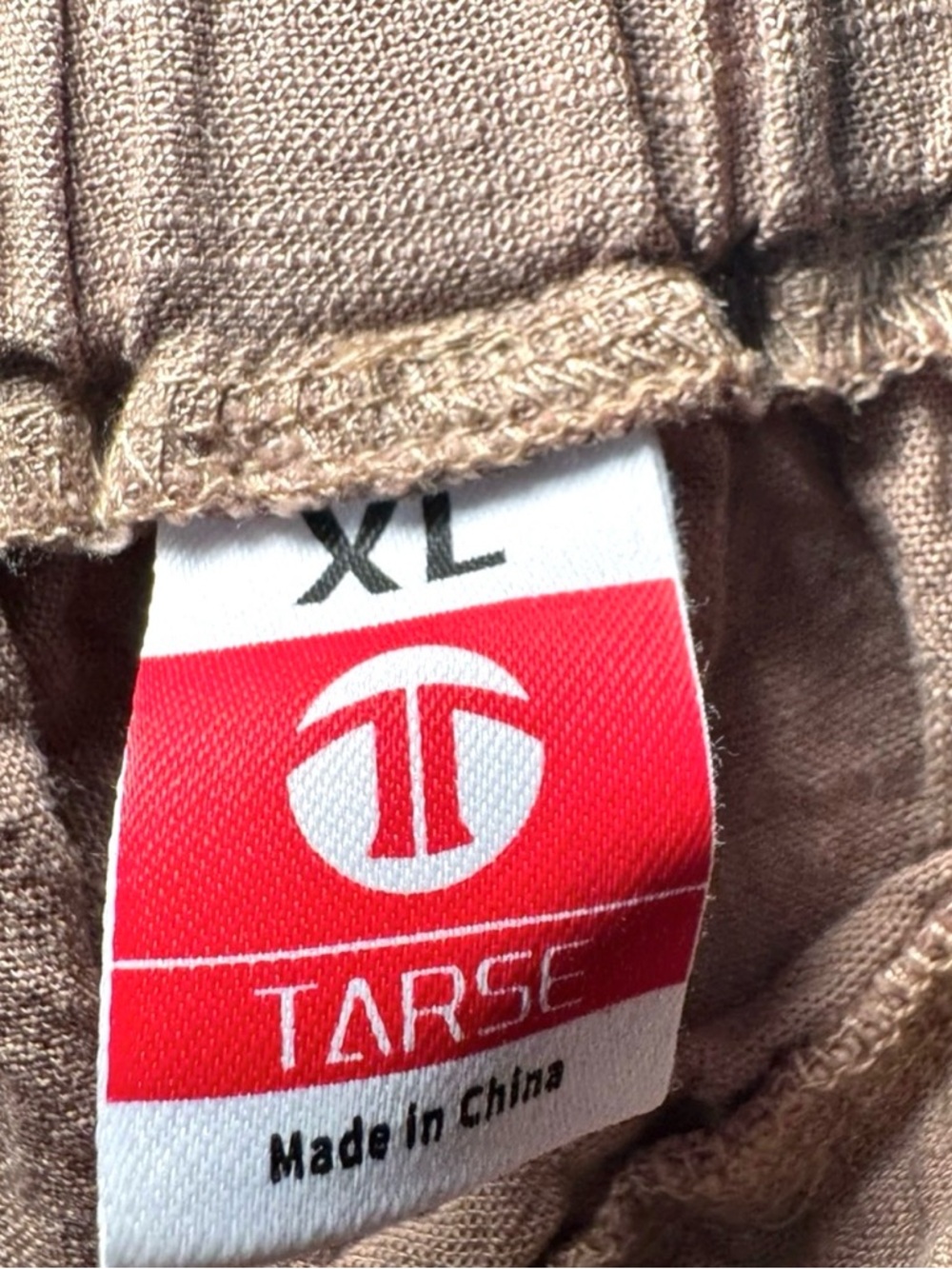 TARSE Linen Blend Wide Leg Cropped Pants XL Taupe Elastic Waist Lounge - Picture 5 of 7